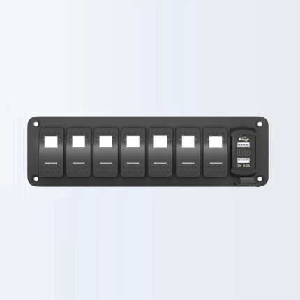 Panel sa 6 prekidača i 1 taster + USB-Voltmetar - Tehnonautika Zemun